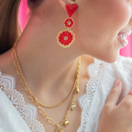 Aretes Boho Red Noel